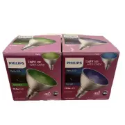 2 Phillips Green Blue LED PAR38 Bulb 13.5PAR38/PER/Green/ND/ULW/G/120V Non-dim