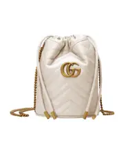 Gucci GG Marmont Mini Quilted Bucket Bag One size white