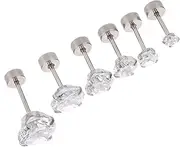 [SAFIGLE] 6pcs Stainless Steel Cartilage Earrings for Men Zirconia Studs Stylish Ear Studs present for Weddings Anniversaries and Casual Wear