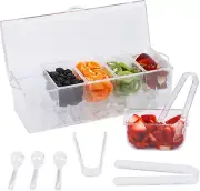 Condiment Caddy 5 Removable Containers 2.5Cup Tongs/Spoon Set Great Salad Bar