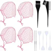 Yolev 10 Pcs Hair Highlighting Kit, Hair Highlighting Caps, Highlight Hair Coloring Frosting Dye Kit with Plastic Hooks for Salon Hair Dyeing Hairdressing