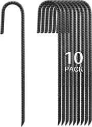 10 Pack 16 Inch Rebar Stakes Heavy Duty J-Shaped Tent Ground Anchor- Landscaping