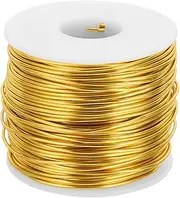 uxcell 15 Gauge Anodized Aluminum Craft Wire Bendable Bonsai Training Wire 223 Feet 1.5mm for Sculpting Crafts Wreath Floral Beading Jewelry Making, Gold Tone