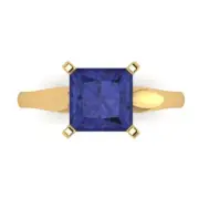 2.5 ct Princess Cut Tanzanite Gem Wedding Bridal Promise Ring 14k Yellow Gold