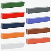 C8753 9pcs Different Colored HO Scale 1:87 53ft Blank Shipping Container 53' Cargo Box