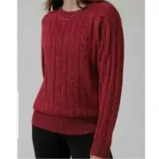 Athleta Crossroads Crewneck Long Sleeve Sweater in Red Metallic Size XS