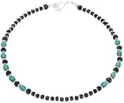 [Tongari] 925 Pure Silver Anklet With Black Crystal & Silver Beads For Women Single Piece Design-20, Free, Sterling Silver, no gemstone