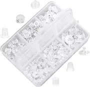 [AZIDWERYQ] 1 Box Silicone Earring Backs Earring Backings, 6 Styles Soft Clear Ear Safety Back Pads Replacements for Studs Hypoallergenic Soft Clear Earring Backs Stoppers Kits for Fish Hook Hoops