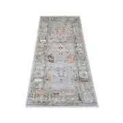 2'10"x5'10" Gray Angora Oushak Leaf Design Wool Hand Knotted Runner Rug R89885