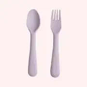 Mushie Fork & Spoon Set - Soft Lilac