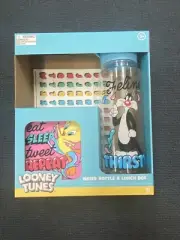 Kids Looney Tunes Water Bottle & Lunch Box - Customisable Brand New