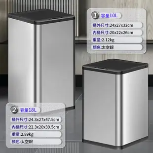 10L不鏽鋼智能感應垃圾桶 感應垃圾桶 紅外線感應 智能垃圾桶 延遲閉合 全自動感應帶蓋垃圾桶LS8 (5.2折)