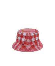 check-pattern bucket hat M Red