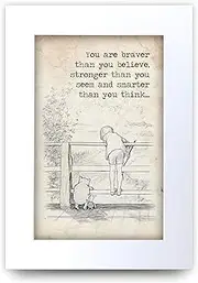 HWC Trading Winnie the Pooh Braver Stronger Smarter A4 Printed Quote Nursery Print Baby Shower Room Gifts New Born Bedroom Gift Print Photo Picture Display