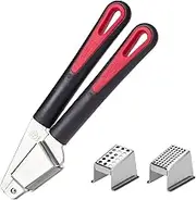 Westmark Gallant Plus 29392270 Garlic Press with Two Press Inserts: Fine and Coarse, Plastic/Stainless Steel, Black/Red/Silver