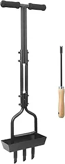 Hollow Tine Aerator Lawn Core Aerator, Lawn Aerator with Storage Tray, T-Handle Grass Aerator, Heavy Duty Lawn Scarifier, Manual Lawn Aerators for Compacted Soils