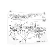 Kaiju Movie Set Diagram Poster, Japanese Special Effects, Godzilla diorama print