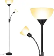 Torchiere Floor Lamp for Living Room, 12W LED Standing Lamps with 3 Color Temperature Adjustable Modern Floor Lamps with Side Reading Light for Bedroom, Living Room, Office
