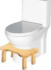 Bamboo Toilet Stool for Adults Toddler, 8.0'' Bathroom Potty Steps Squatty Poop Stool, Non-Slip, Ergonomic, Easy Assembly, Improves Digestion, Supports 350 lbs, Healthy Toilet Training Step Stools