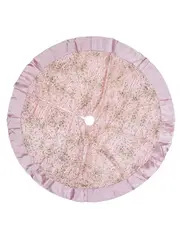 Pink With Gold Sequin Starburst Pattern Christmas Tree Skirt - 1.2m