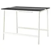 MITTZON conference table, black stained ash veneer/white, 140x108x105 cm
