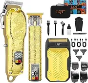 Rechargeable Hair Trimmer for Men - Wireless Care Tool with Durable Battery, LED Display, Precise and Durable Blades, Quiet Trimmer, Ideal for Beard and Hair Care (Gold, 3 Pieces)