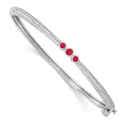 14k White Gold Ruby and Natural Diamond Bangle