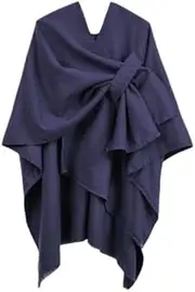 [Ehuihuan] Womens Poncho Cross Front Shawl Wraps, Knitted Ponchos for Women, Super Soft Pashmina Shawl Scarf Wrap, Cardigan Blanket Wraps, Navy Blue, One Size