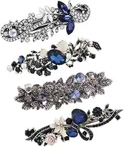 MERRYHAPY Elegant Vintage Hairpin Set 4pcs Spring Clips Rhinestones Hair Accessories for Women