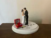 Cake Topper Wedding Bridal Bride Groom Going Gone Fishing Tackle Box Theme