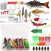 83-Piece Fishing Lure Kit for Bass, Trout, Salmon with Hooks, Swivels, Baits, and Tackle Accessories