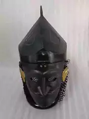Antique masked Face Viking, Helmet Chainmail 18GA Steel Medieval Norman Hiking,