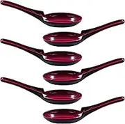 Cionyce 8 Pcs Chinese Soup Spoons, Asian Japanese Miso Ramen Wonton Dumpling Pho Rice Noodle Soba Soup Spoons, Melamine Spoons(Red and Black)