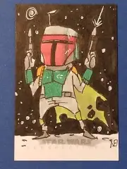 Original Art Unreleased Star Wars Perspectives Color Sketch - Boba Fett Action