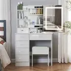 Dressing Table Makeup Vanity Dresser Desk with Mirror Bedroom Furniture White