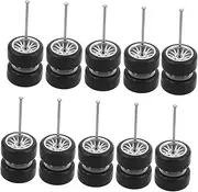 Toyvian 16 Pairs DIY Model Car Rubber Tires Kit for Rc Car Wheel Replacement and Toy Car Projects DIY Tire Toy Wheel Toy Toys Wheel Model Black