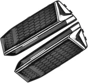 Compatible With A4 B9 S4 2016 2017 2018 2019 Pair Car Fog Light Cover Grille Front Bumper Fog Lamp Cover Fog Light Mesh Grilles Fog Light Grille(2)