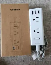 10Ft Extension Cord with Multiple Outlets, Flat Plug Power Strip Surge Protector