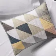 LL Bean Quilted Pillow Sham Triangle Color Block Neutrals & Navy Flying Geese