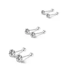 3-5MM Earrings for Women Simulated Diamond Round Cubic Zirconia Ear Stud Silver