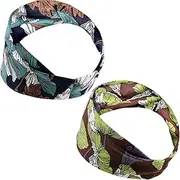 [Yatinkim] Womens Headbands 2pcs Twisted Cross Knotted Elastic Yoga Running Workout Non-Slip Sweat Soft Hair Accessory Simple Versatile Head Bands