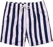 [Kcocoo] Mens Swim Trunks Quick Dry Swim Shorts with Mesh Lining Funny Beach Shorts Mens Striped Bathing Suit Swimsuit Swimwear