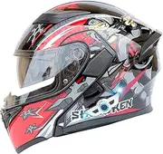 Bluetooth Modular Flip Front Helmet Detachable and Dual Visor Helmet Bluetooth Motorcycle Helmet Lightweight Motocross Helmet Unisex Cruiser DOT/ECE Approved