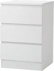 OIKITURE Bedside Table 3-Drawers with Thick Board, Nightstand Storage Cabinet with Coated Runners, Side Table Modern for Hallway, Bedroom and Living Room, White