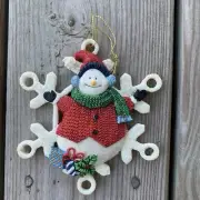 Vintage Snowman Snowflake Christmas Ornament