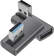 Hoement 2pcs 90 USB Right Angle Adapter USB Male to Female Converter for Tight Spaces Lightweight Design for Easy Use for Connecting Devices to Laptops and Desktops