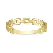 14k Yellow Gold Square Links Band Ring, Size 7
