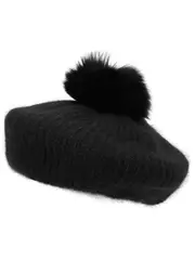 Eugenia Kim Rochelle Pompom Angora-blend Beret - Black One Size