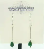 Sterling Silver Natural MALACHITE Tiny Teardrop Gemstone Earrings...Handmade USA