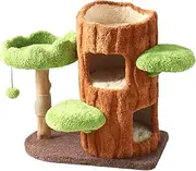 Cattitude Cat Scratch Playground Tree Top Tranquil - Cat Tower, Indoor Cats, Cat House, Cat Scratcher, Green&Brown, 78cm Height